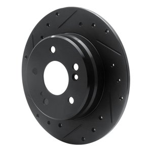 Chrysler Crossfire Brake Rotor (1) - Rear Left - R1 Concepts - Drilled & Slotted - Black - `87-`15